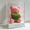 Pink Rose Bear with Green Roses Heart - Imaginary Worlds