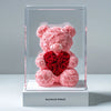 Pink Rose Bear with Magenta Roses Heart - Imaginary Worlds