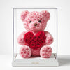 Pink Rose Bear with Magenta Roses Heart - Imaginary Worlds