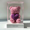 Pink Rose Bear with Purple Roses Heart - Imaginary Worlds