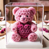 Pink Rose Bear with Purple Roses Heart - Imaginary Worlds