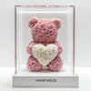 Pink Rose Bear with White Roses Heart - Imaginary Worlds