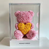 Pink Rose Bear with Yellow Roses Heart - Imaginary Worlds