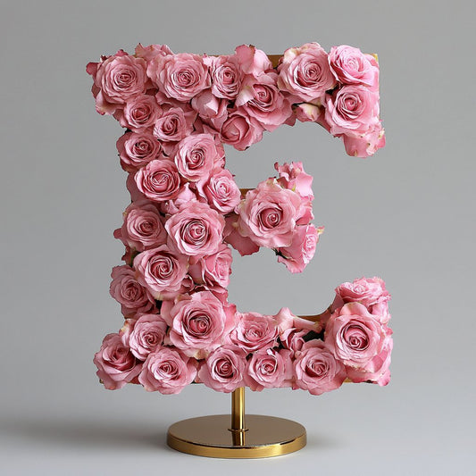 Pink Rose Eternal Letter E Lamp - Imaginary Worlds