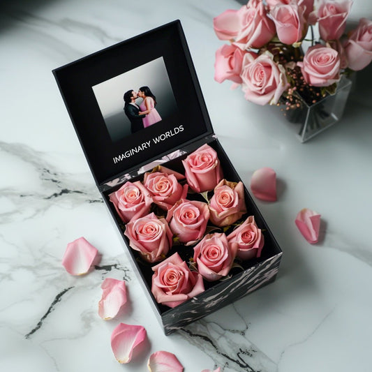 Pink Roses Forever Multimedia Keepsake Box - Imaginary Worlds