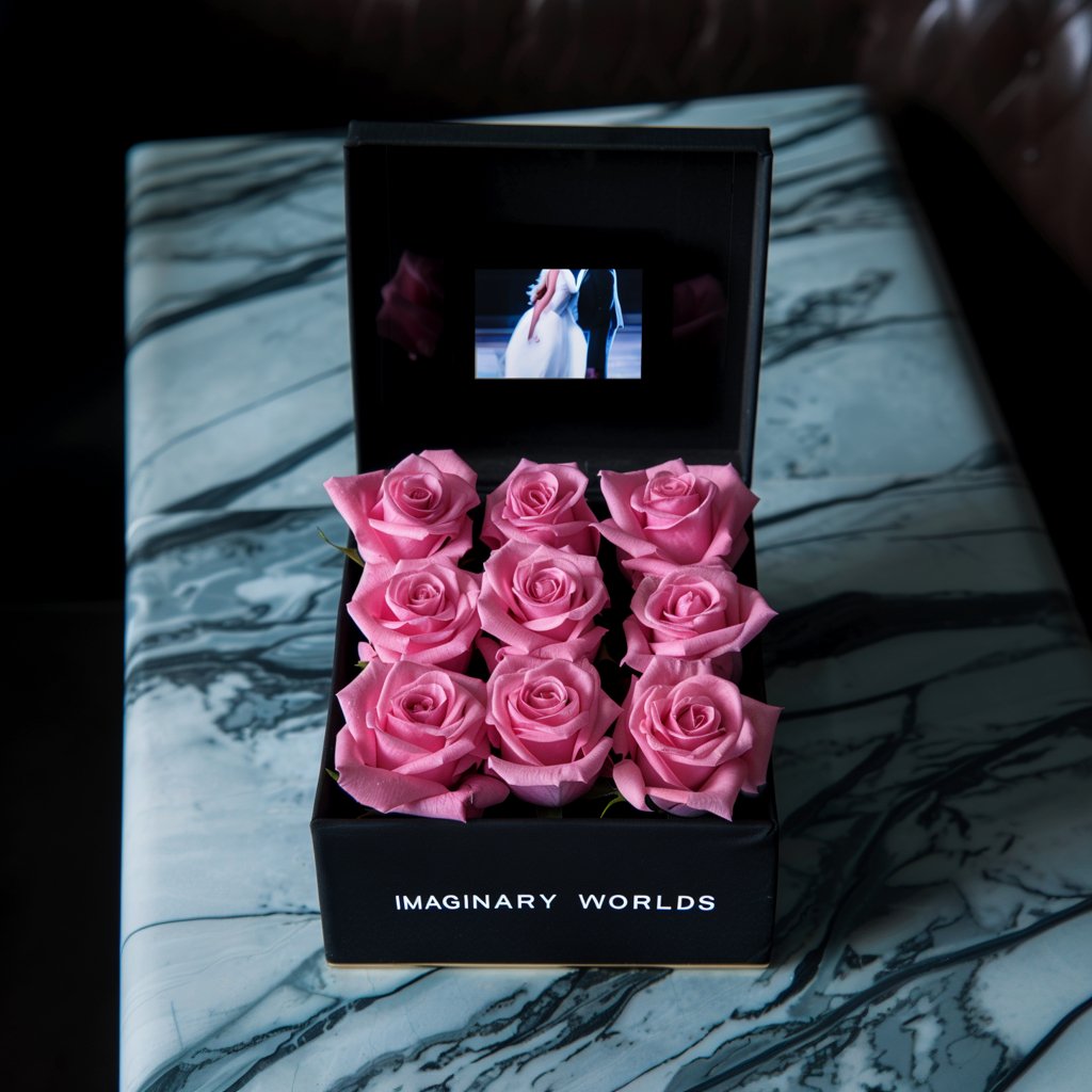 Pink Roses Forever Multimedia Keepsake Box - Imaginary Worlds