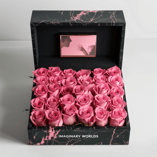 Pink Roses Forever Multimedia Keepsake Box - Imaginary Worlds