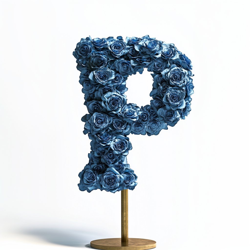 Poseidon Blue Rose Letter P Lamp - Imaginary Worlds