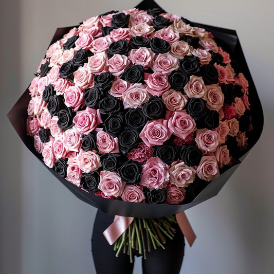 Preserved Black and Pink Roses Flower Bouquet - Imaginary Worlds