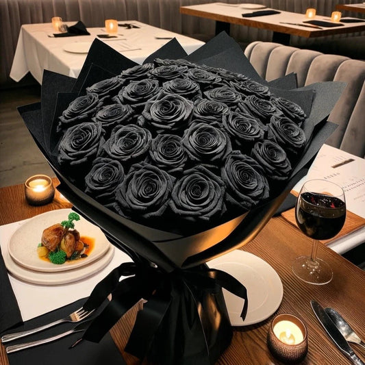 Preserved Black Roses Flower Bouquet - Imaginary Worlds