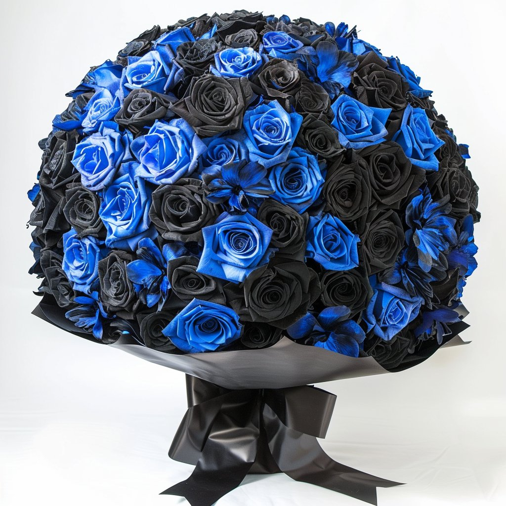 Preserved Blue and Black Roses Flower Bouquet - Imaginary Worlds