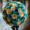 Preserved Gold and Teal Roses Flower Bouquet - Imaginary Worlds