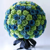 Preserved Green and Blue Roses Flower Bouquet - Imaginary Worlds