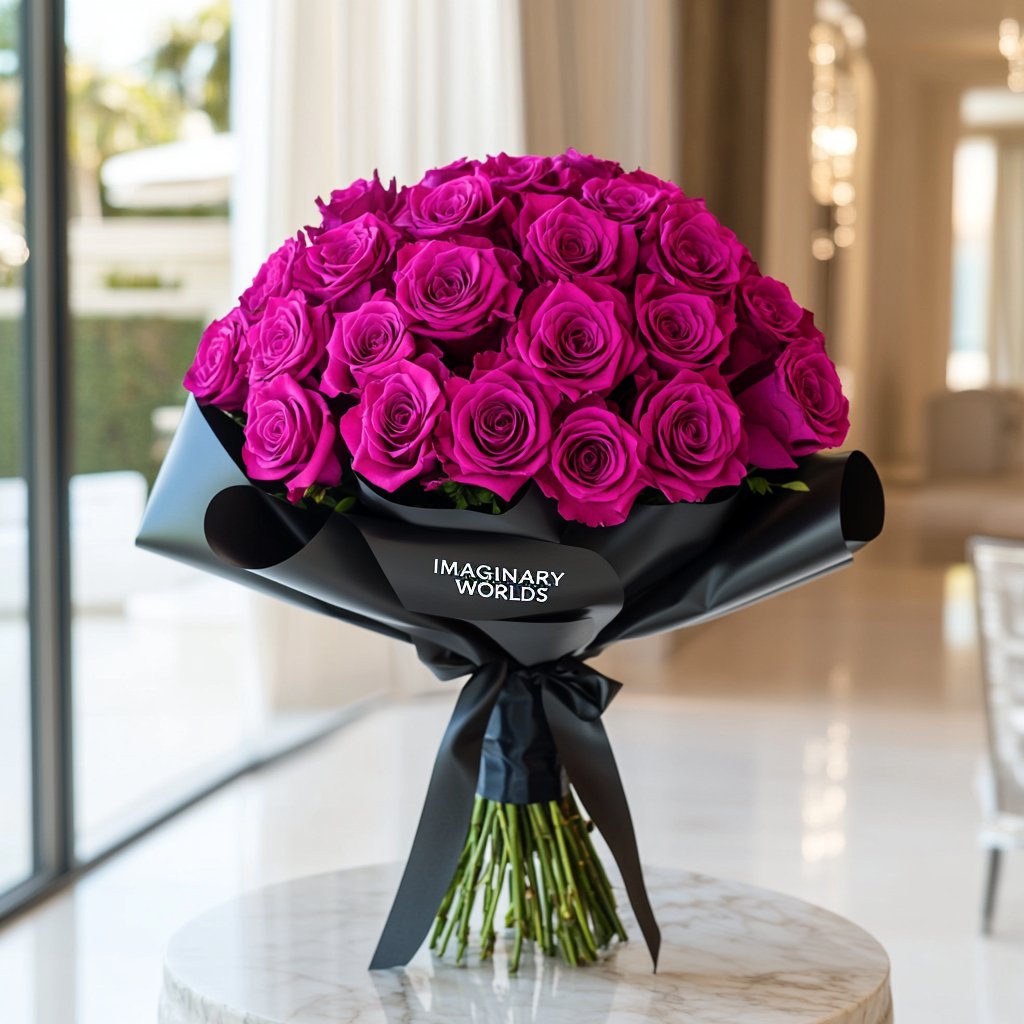 Preserved Magenta Roses Flower Bouquet - Imaginary Worlds