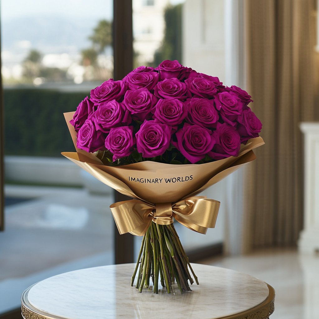 Preserved Magenta Roses Flower Bouquet - Imaginary Worlds