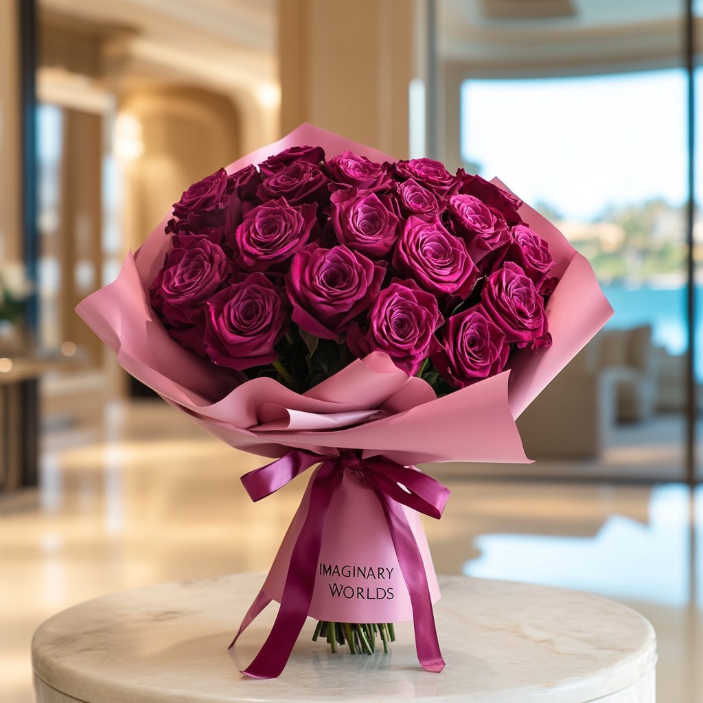 Preserved Magenta Roses Flower Bouquet - Imaginary Worlds