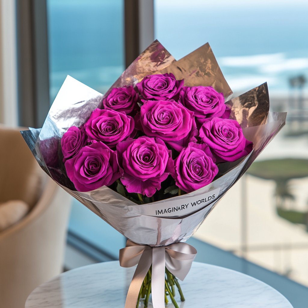 Preserved Magenta Roses Flower Bouquet - Imaginary Worlds