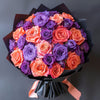 Preserved Orange and Purple Roses Flower Bouquet - Imaginary Worlds