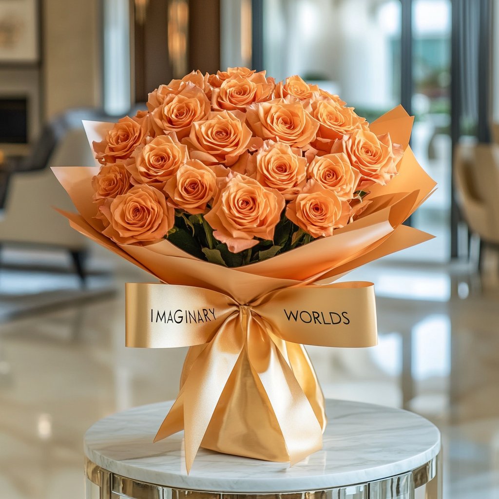 Preserved Orange Roses Flower Bouquet - Imaginary Worlds