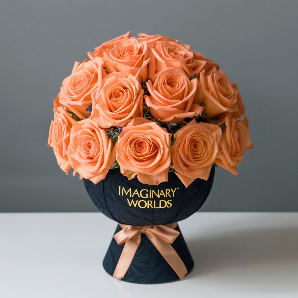 Preserved Peach Roses Flower Bouquet - Imaginary Worlds