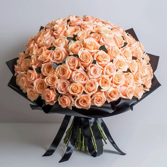 Preserved Peach Roses Flower Bouquet - Imaginary Worlds