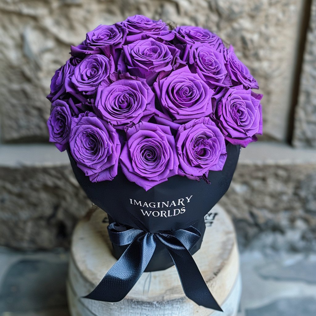 Preserved Purple Roses Flower Bouquet - Imaginary Worlds