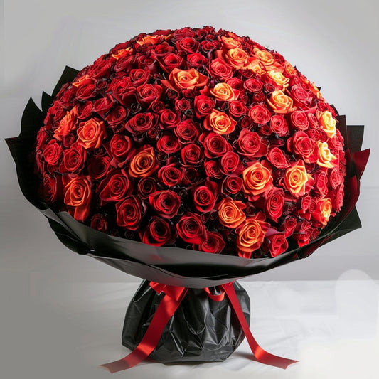 Preserved Red and Orange Roses Flower Bouquet - Imaginary Worlds