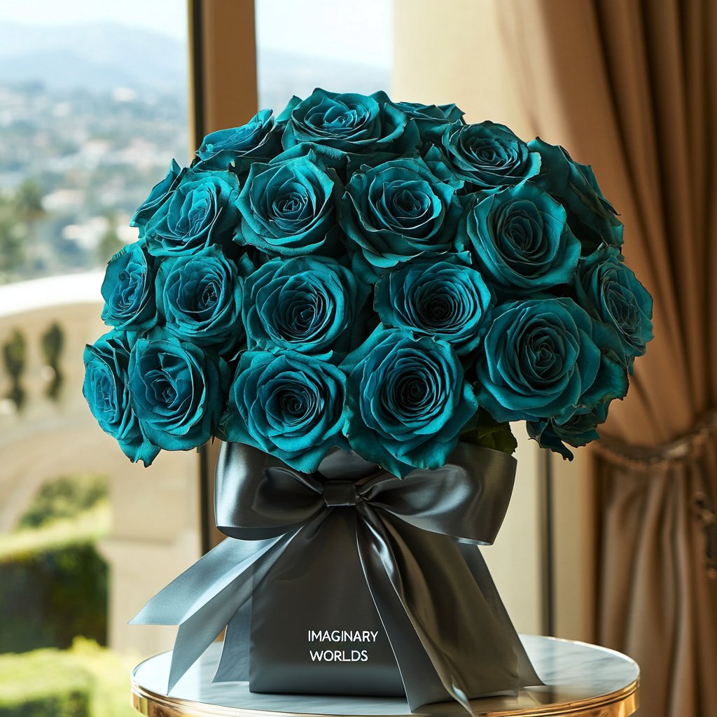 Preserved Teal Roses Flower Bouquet - Imaginary Worlds