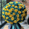 Preserved Yellow and Teal Roses Flower Bouquet - Imaginary Worlds