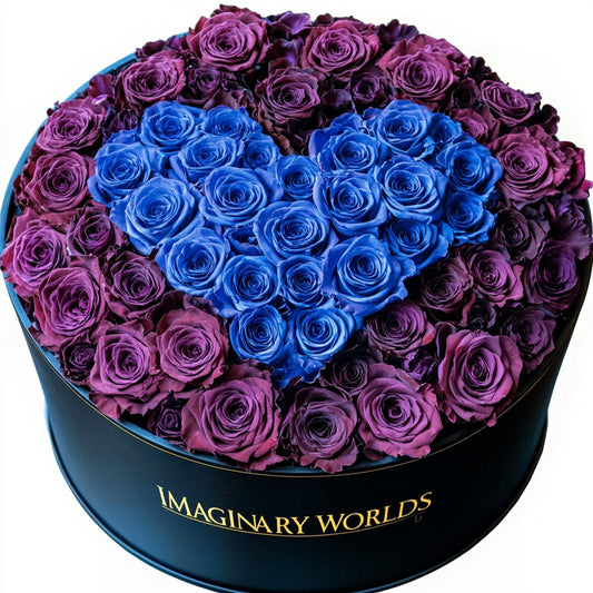 Purple Ramo Buchon with Blue Rose Heart - Imaginary Worlds