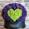 Purple Ramo Buchon with Green Rose Heart - Imaginary Worlds