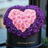 Purple Ramo Buchon with Pink Rose Heart - Imaginary Worlds