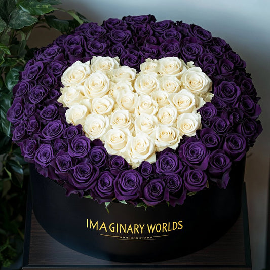 Purple Ramo Buchon with White Rose Heart - Imaginary Worlds