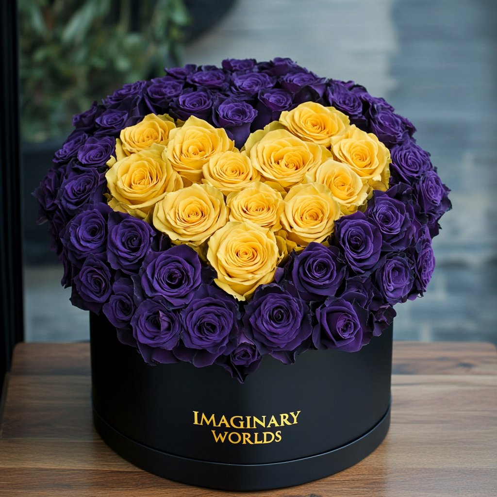 Purple Ramo Buchon with Yellow Rose Heart - Imaginary Worlds