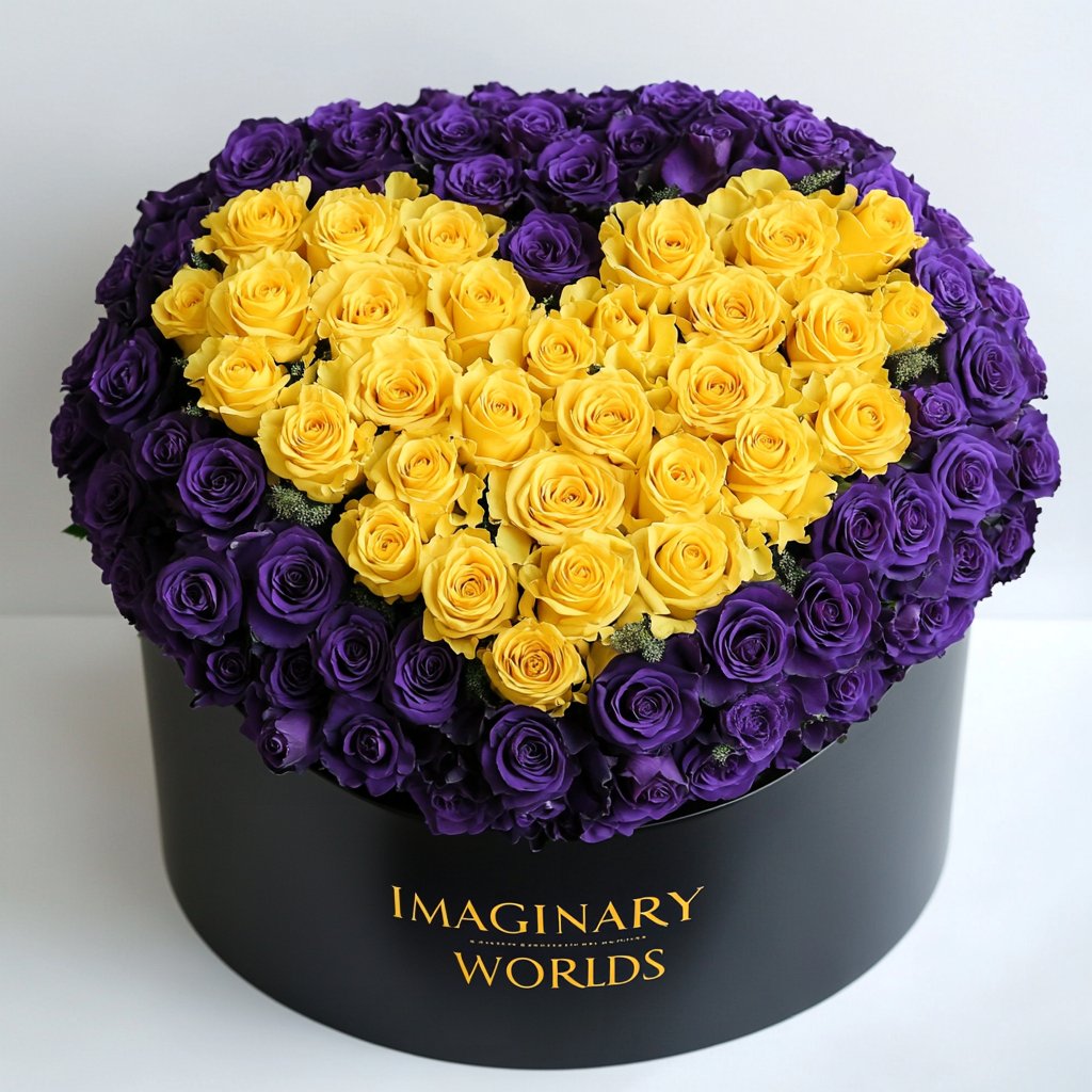 Purple Ramo Buchon with Yellow Rose Heart - Imaginary Worlds