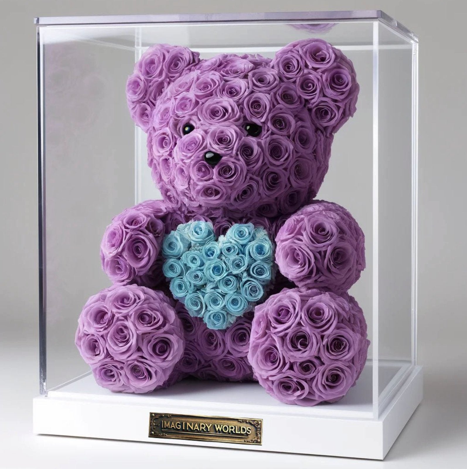 Purple Rose Bear with Blue Heart - Imaginary Worlds