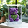 Purple Rose Bear with Green Roses Heart - Imaginary Worlds