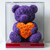 Purple Rose Bear with Orange Roses Heart - Imaginary Worlds