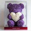 Purple Rose Bear with White Roses Heart - Imaginary Worlds