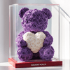 Purple Rose Bear with White Roses Heart - Imaginary Worlds