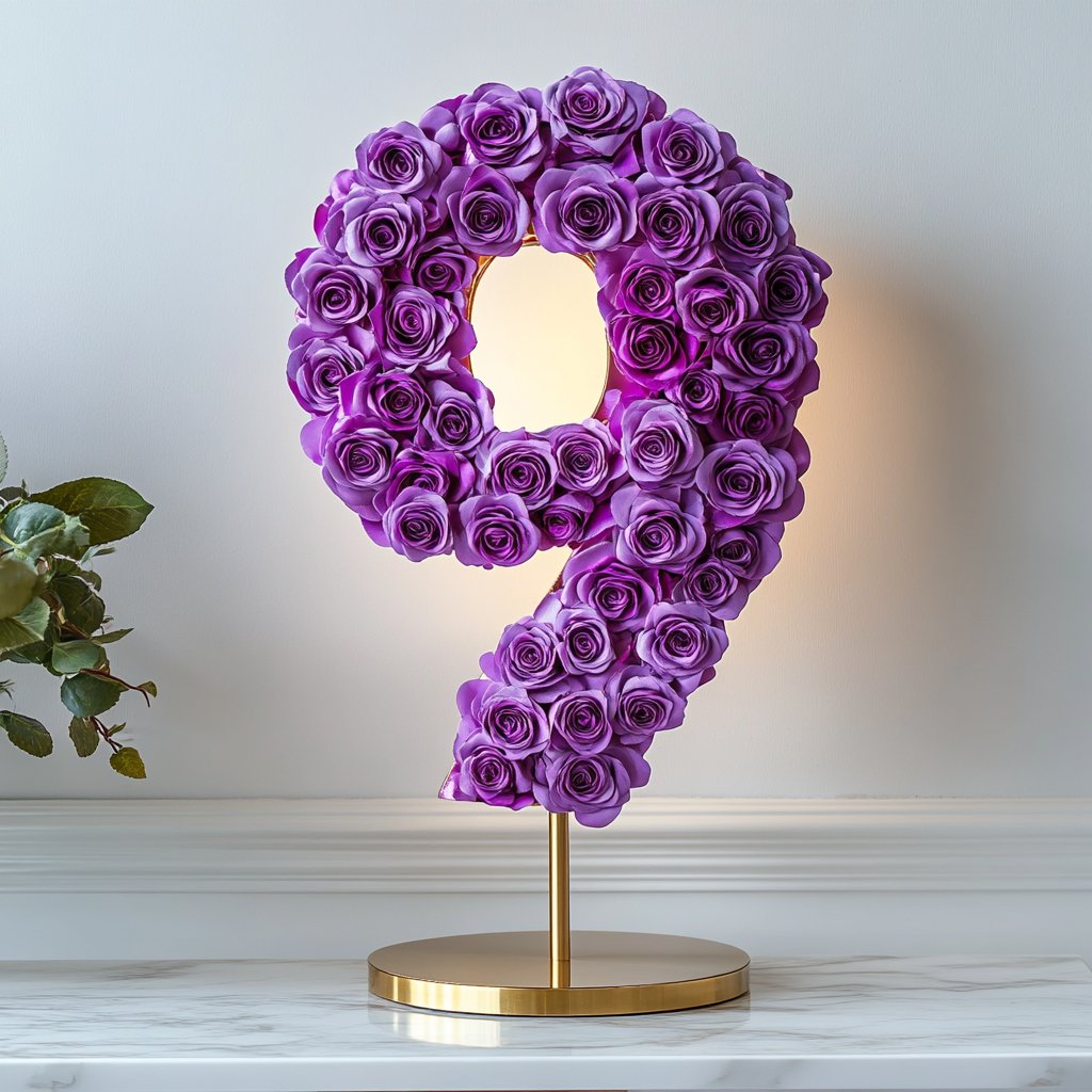 Purple Rose Eternal Number 9 Lamp - Imaginary Worlds