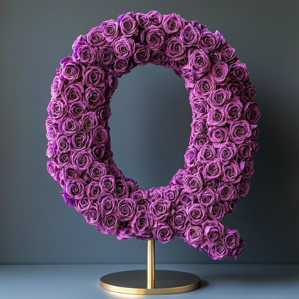 Purple Rose Letter Q Lamp - Imaginary Worlds