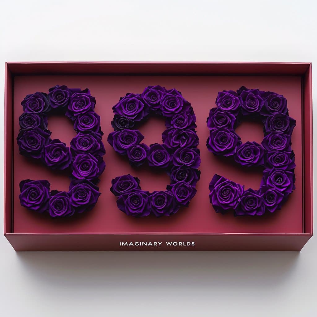 Purple Roses 999 Rose Box - Imaginary Worlds