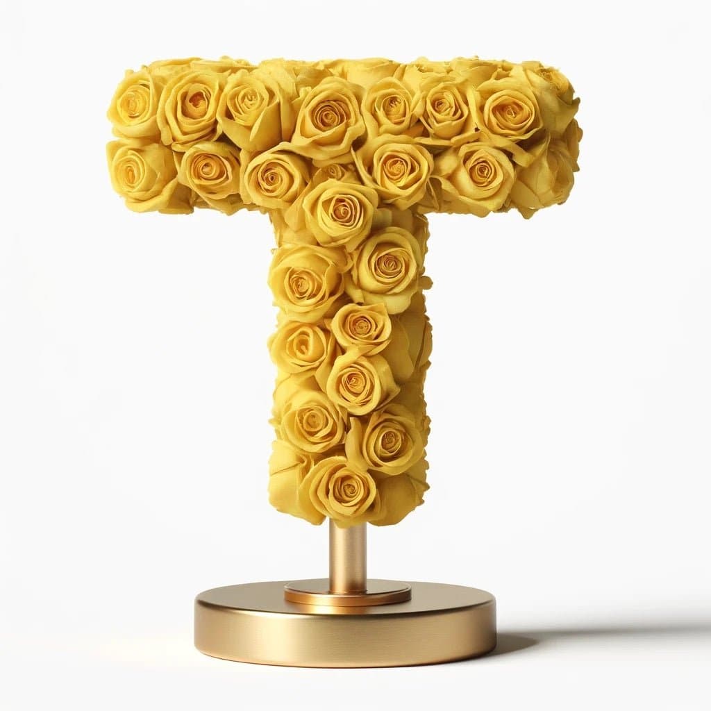 Quintessa Yellow Rose Letter Q Lamp - Imaginary Worlds