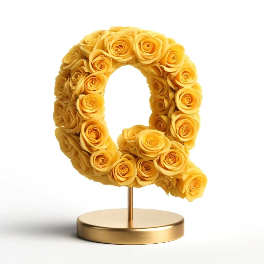 Quintessa Yellow Rose Letter Q Lamp - Imaginary Worlds