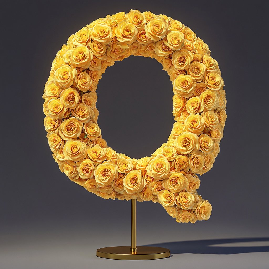 Quintessa Yellow Rose Letter Q Lamp - Imaginary Worlds