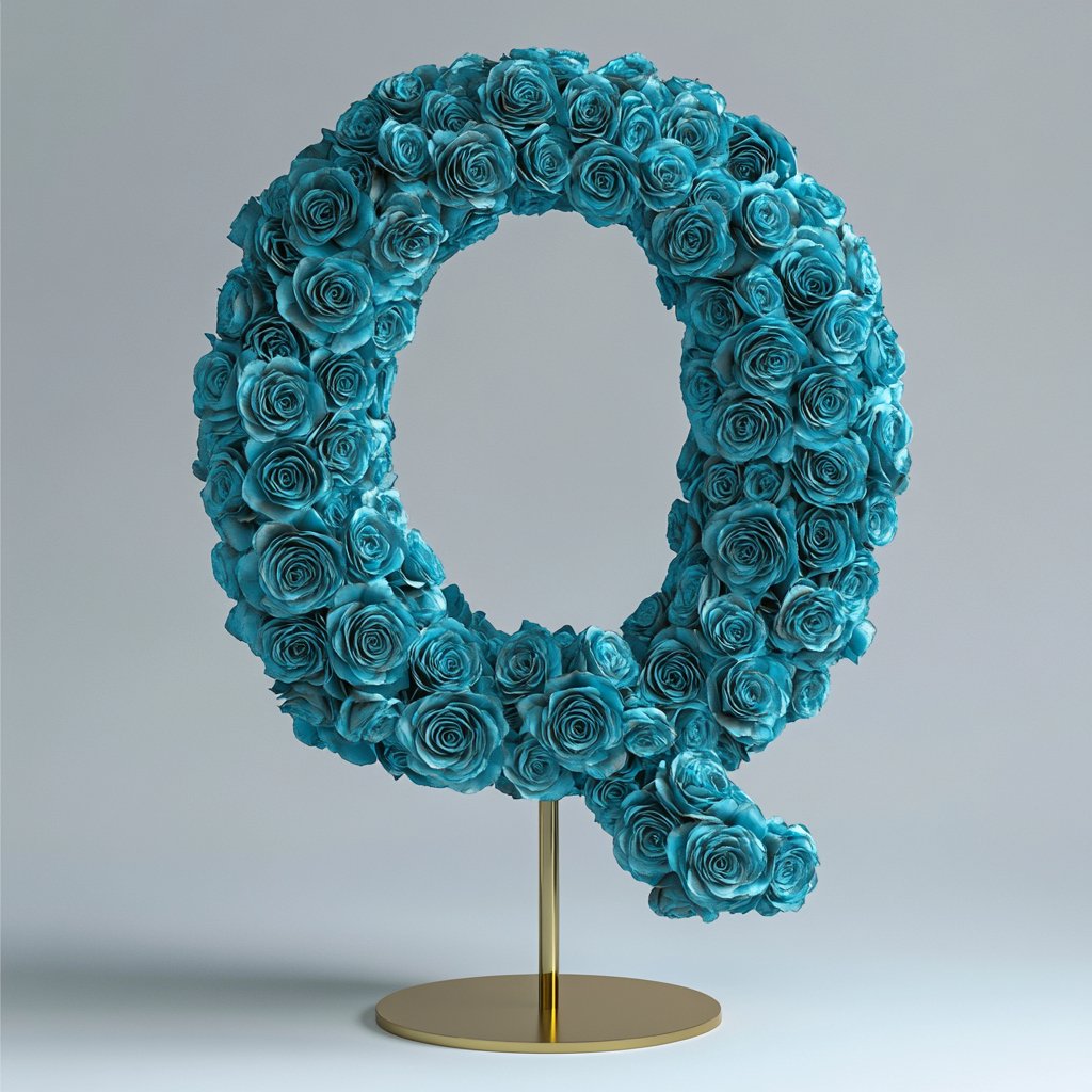 Quintus Teal Rose Letter Q Lamp - Imaginary Worlds