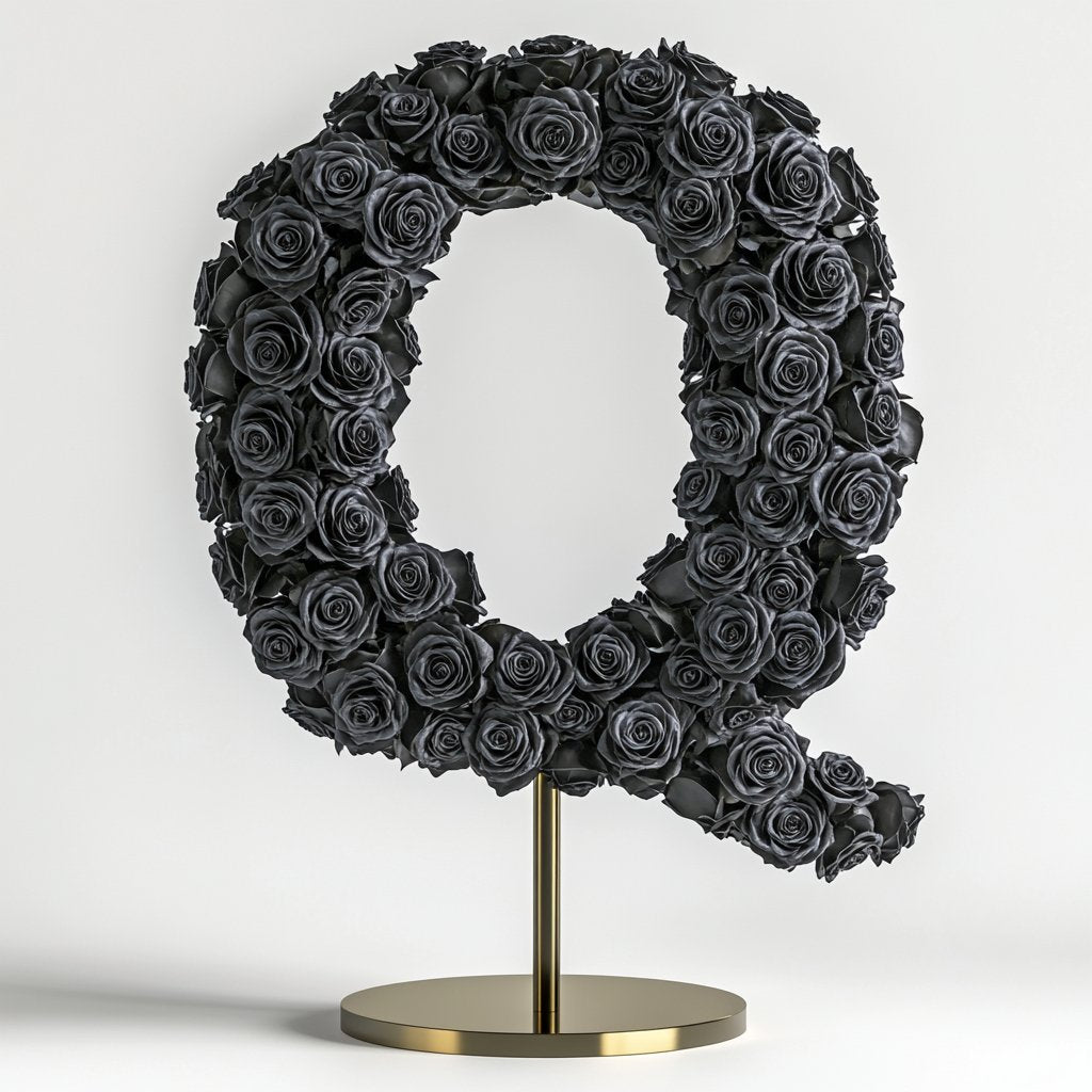 Quirinus Black Rose Letter Q Lamp - Imaginary Worlds