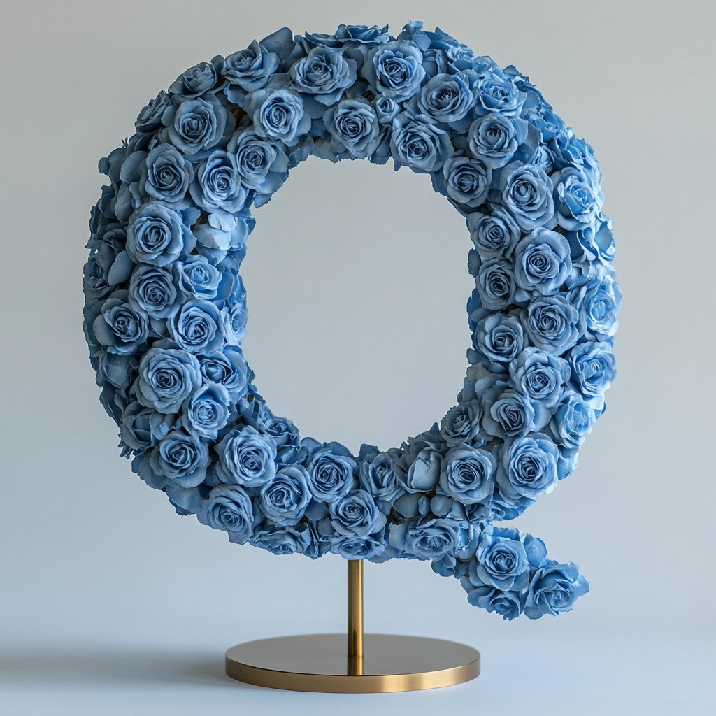 Quirinus Blue Rose Letter Q Lamp - Imaginary Worlds