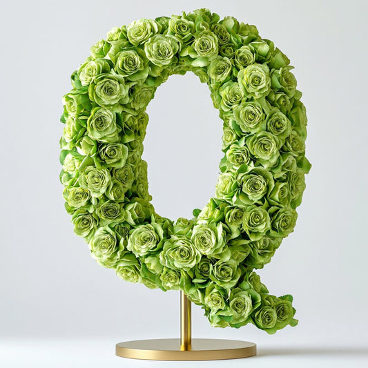 Quirinus Green Rose Letter Q Lamp - Imaginary Worlds